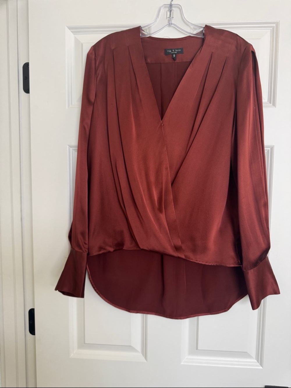rag & bone Rust Satin Wrap Blouse